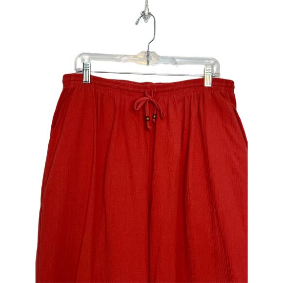 Alfred Dunner Burnt Orange Drawstring Stretch Gauze Wide Leg Pants Size 18 - Picture 2 of 10
